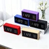 Modern Bamboo Rectangle Single Face Electronic Digital LED Alarm Clock Backlight Battery Powered Snooze Function Bedroom Home