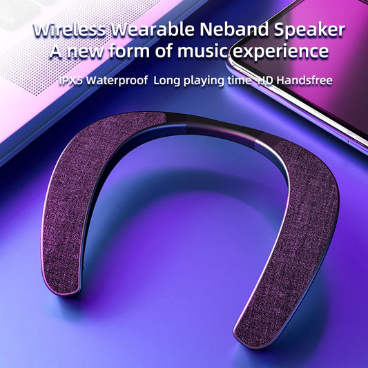 Neckband Bluetooth Speakers Neck Speaker High Fidelity 3D Stereo Sound IPX5 Waterproof Wearable Speakers for Home Outdoor