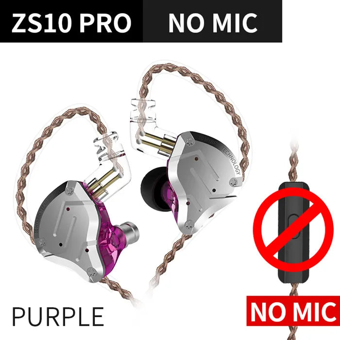 Auriculares KZ ZS10 Pro Gold 4BA+1DD híbridos con 10 controladores, graves HIFI, monitor intrauditivo, cancelación de ruido y diadema metálica