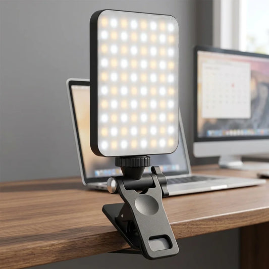 Luz portátil recargable de 2000 mAh con clip para selfies, 3 modos y 10 niveles de brillo para iluminación fotográfica de teléfono y portátil