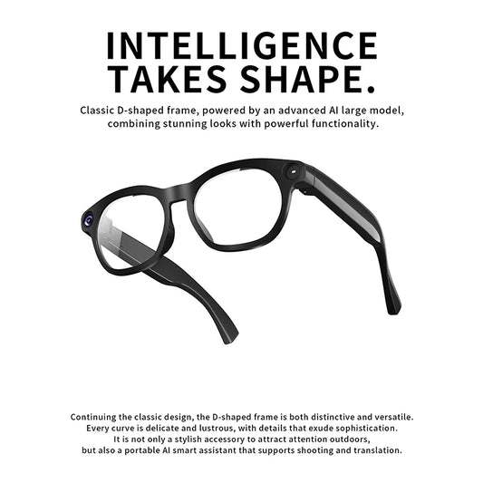 Gafas inteligentes 2026 con cámara de 800 W, audio y vídeo 1080P, traducción en línea, llamadas, asistente de voz y preguntas y respuestas inteligentes, batería de 290 mAh
