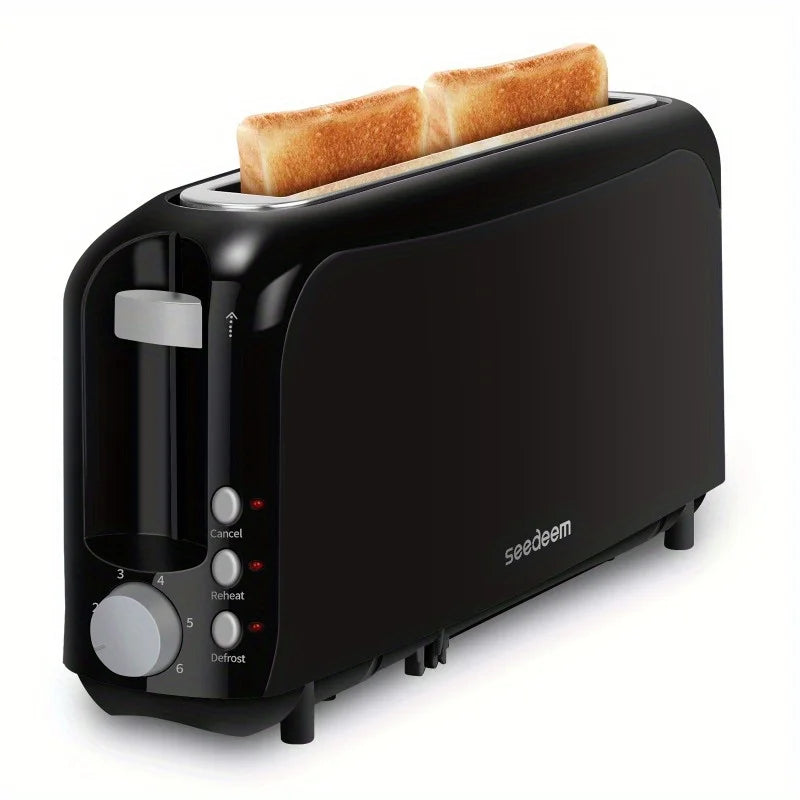 Household Toaster 2 Slice, Fits-anywhere Kitchenware, 6 Setting Shade Control with Cancel & Reheat & Defrost, Removable Crumb Tray, 750 Watt, White, Design Perfect for Toasting Bread, Waffle or Bagel!
