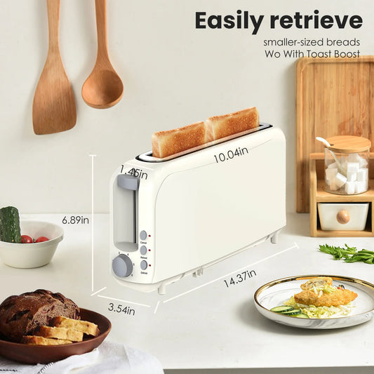 Household Toaster 2 Slice, Fits-anywhere Kitchenware, 6 Setting Shade Control with Cancel & Reheat & Defrost, Removable Crumb Tray, 750 Watt, White, Design Perfect for Toasting Bread, Waffle or Bagel!
