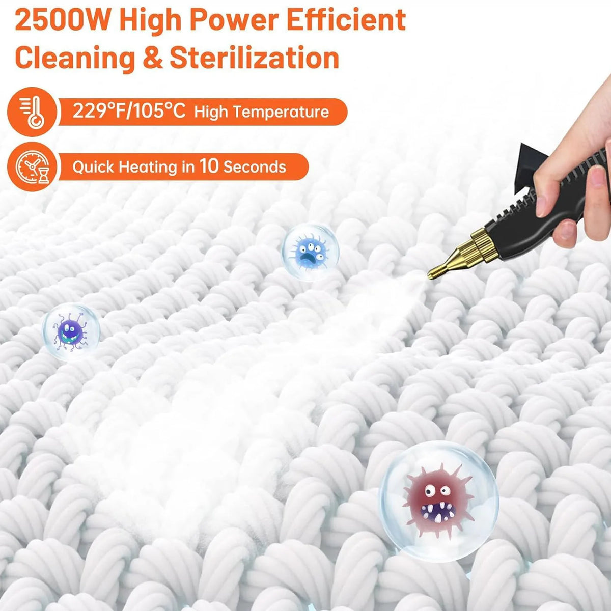 3800W High Pressure Steam Cleaner, Portable Household & Car Steam Cleaning Machine with Handheld Spray Gun, High Temperature Multipurpose Cleaner for Kitchen, Bathroom, Upholstery, Tile, Grout & Auto Detailing