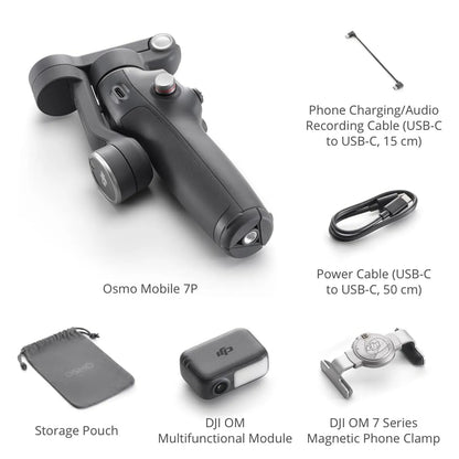 DJI Osmo Mobile 7P Estabilizador Gimbal Gimbal para Teléfono de 3 Ejes con Vara de Extensión y Trípode Integrados Seguimiento Nativo Iluminación Lanzamiento Rápido Edición con Un Toque 10 Horas de Uso Carga del Teléfono