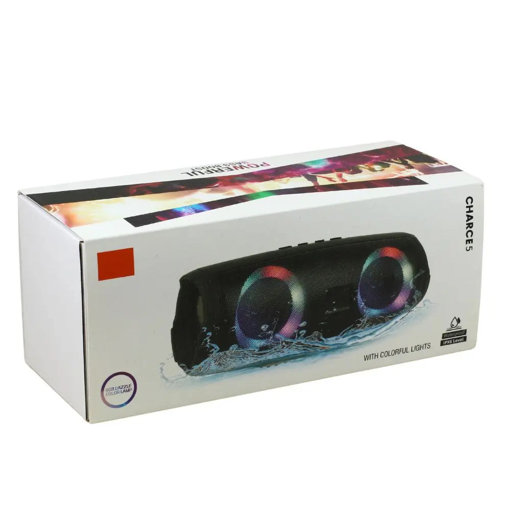 Altavoz Bluetooth portátil Charce5 con luz LED RGB, sonido estéreo para teléfono móvil y uso en exteriores