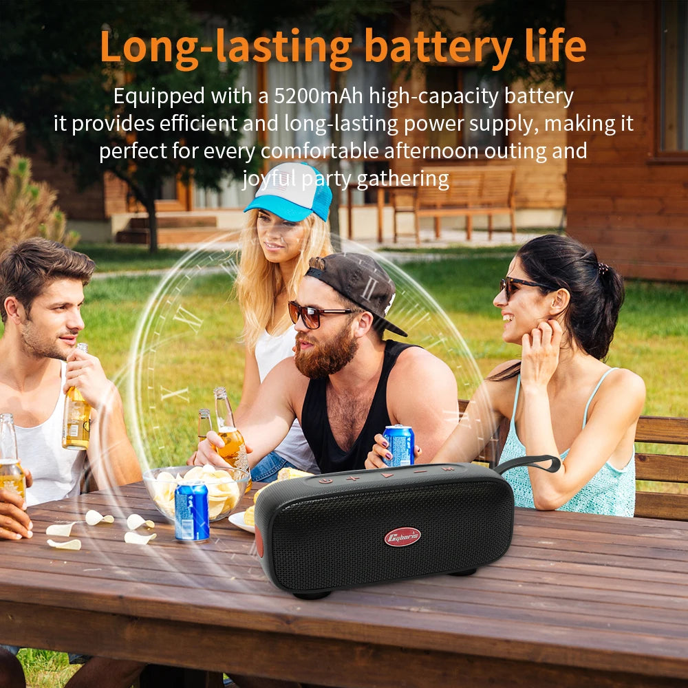 40W Wireless Portable Speaker with Subwoofer, TWS Interconnected Playback, Shockproof and Drop-resistant, Outdoor Indoor Use
