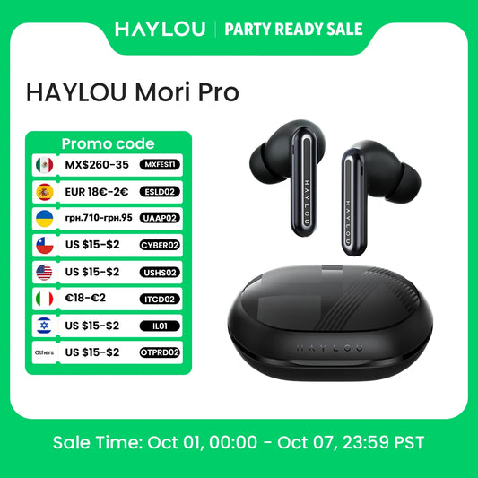 HAYLOU Mori Pro Bluetooth 5.4 Earphones -43dB ANC Active Noise Cancellation Earbuds 6 Mic Wireless Headphones 35H Battery Life