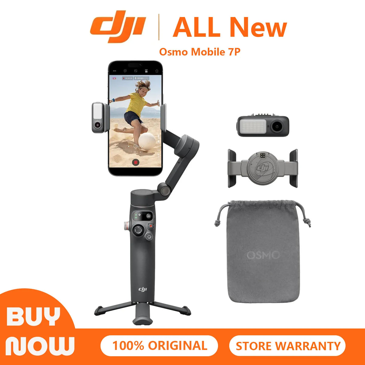 DJI Osmo Mobile 7P Estabilizador Gimbal Gimbal para Teléfono de 3 Ejes con Vara de Extensión y Trípode Integrados Seguimiento Nativo Iluminación Lanzamiento Rápido Edición con Un Toque 10 Horas de Uso Carga del Teléfono