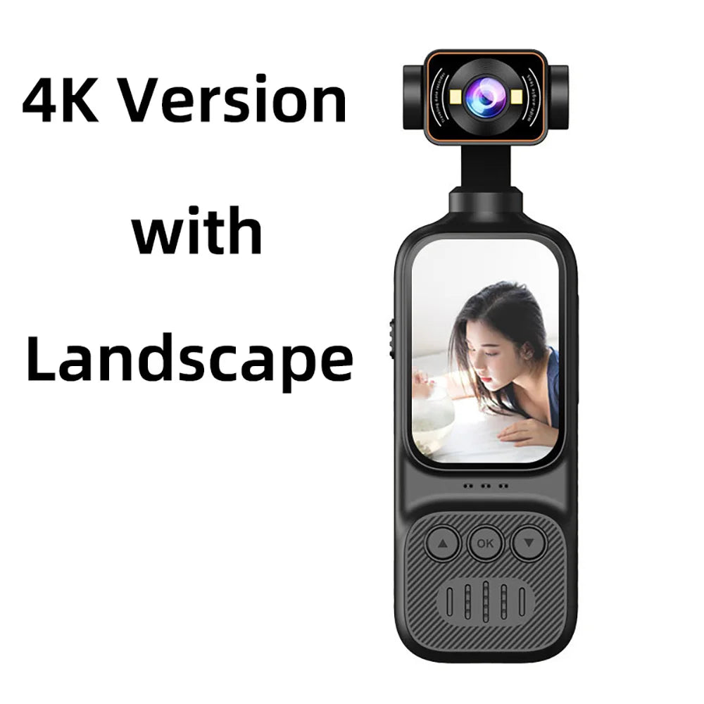 Yinzam Portable 1080p 2.5K 4K Gimbal Camera, WiFi One Key Record Lighting Shot Anti-Shake FHD LCD Display Sport Pocket Camera 4K