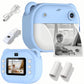 Blue/Pink Multifunction Mini Camera Instant Print, Mini Camera Instant Print Free Camera 2 Sheets of Printing Paper and Lanyard