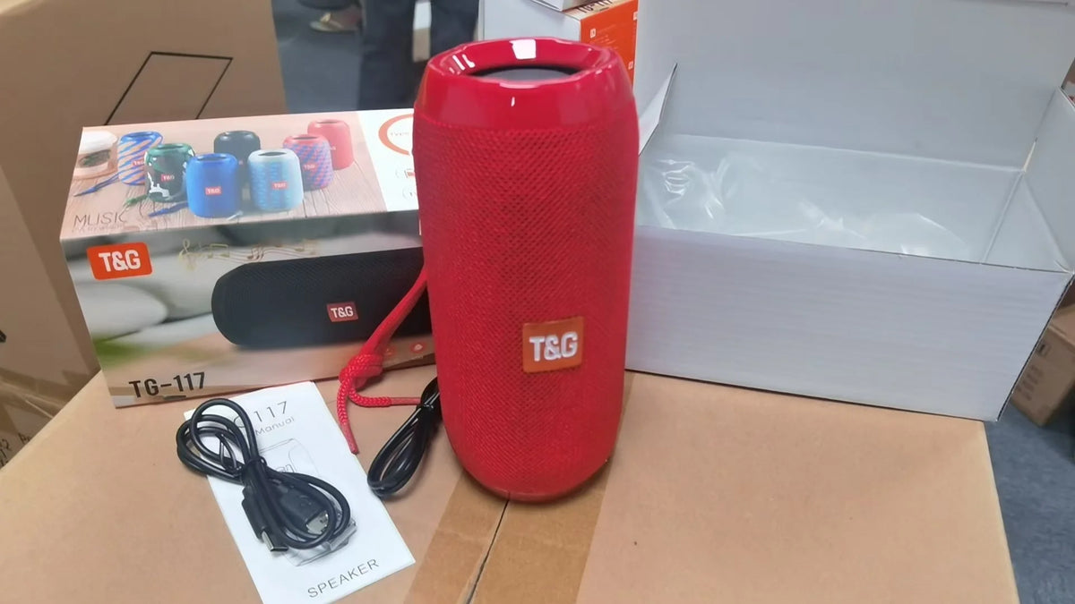 Altavoz inalámbrico portátil BT resistente al agua para exteriores y deportes, subwoofer TG117 con TF, AUX y USB, stock local en EE. UU. con entrega rápida de 3 a 7 días