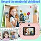 Blue/Pink Multifunction Mini Camera Instant Print, Mini Camera Instant Print Free Camera 2 Sheets of Printing Paper and Lanyard