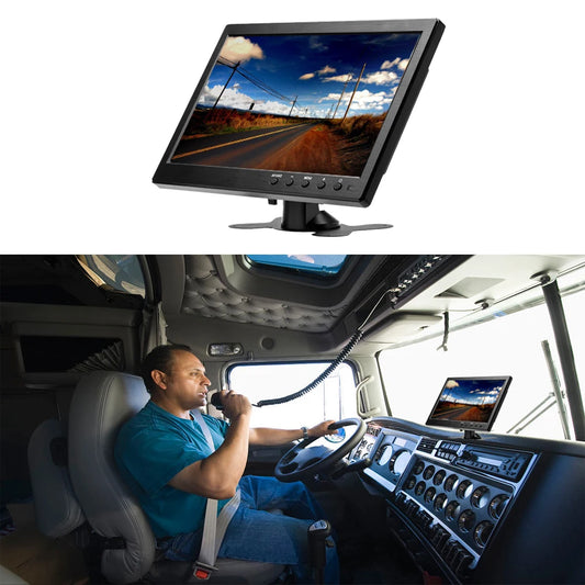 Monitor para coche Podofo de 10,1 pulgadas con HDMI y VGA para pantalla de TV y ordenador, pantalla LCD a color, cámara de marcha atrás para coche y sistema de seguridad para el hogar
