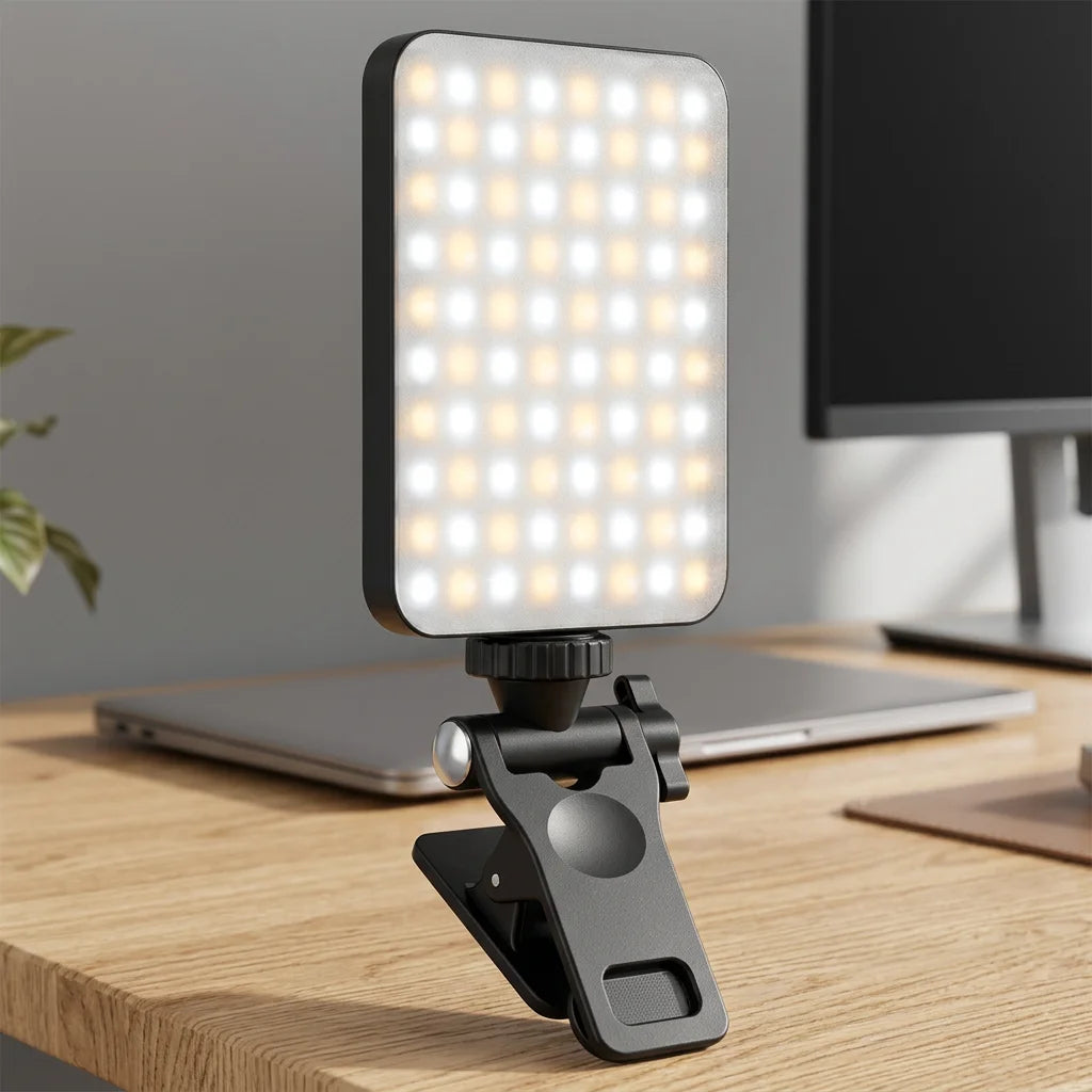 Luz portátil recargable de 2000 mAh con clip para selfies, 3 modos y 10 niveles de brillo para iluminación fotográfica de teléfono y portátil