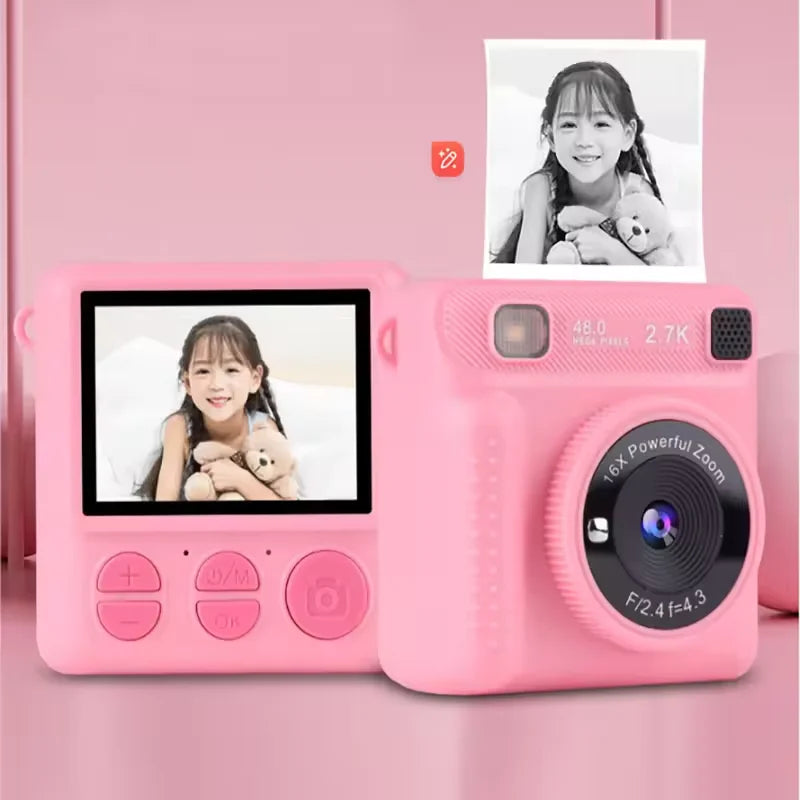 Tarjeta de 32 GB Cámara infantil digital de impresión instantánea Mini cámara HD para niños Mini cámara de impresión instantánea para niños con funda