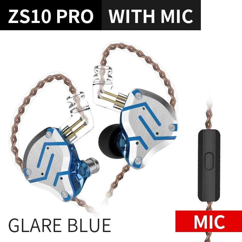 Auriculares KZ ZS10 Pro Gold 4BA+1DD híbridos con 10 controladores, graves HIFI, monitor intrauditivo, cancelación de ruido y diadema metálica