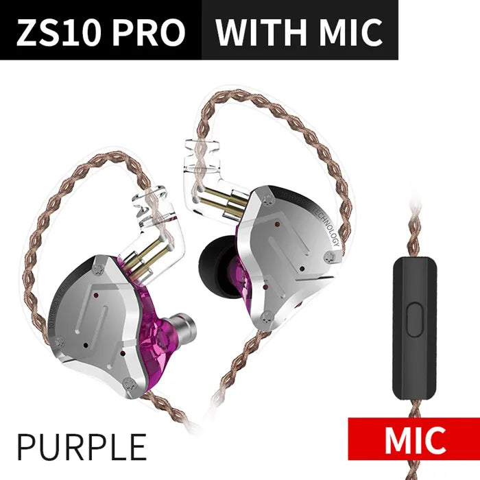 Auriculares KZ ZS10 Pro Gold 4BA+1DD híbridos con 10 controladores, graves HIFI, monitor intrauditivo, cancelación de ruido y diadema metálica