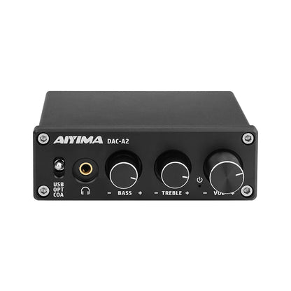 AIYIMA Audio A2 Mini Estéreo USB Decodificador DAC Amplificador de Auriculares Adaptador Conversor para Escritorio Altavoz Activo Alimentado