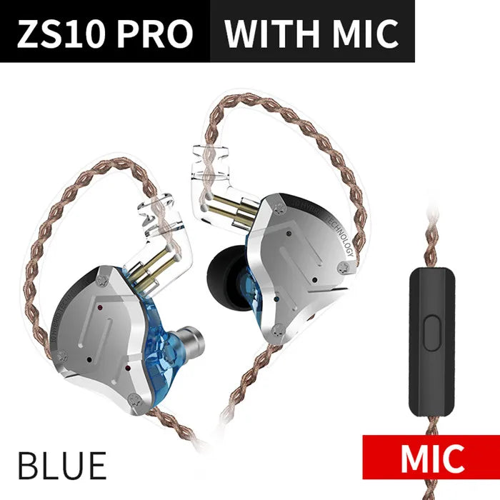 Auriculares KZ ZS10 Pro Gold 4BA+1DD híbridos con 10 controladores, graves HIFI, monitor intrauditivo, cancelación de ruido y diadema metálica