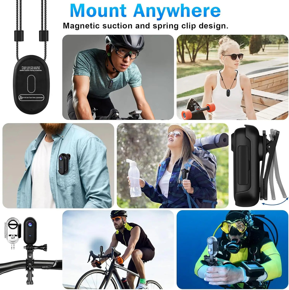 Mini Action Camera, Wearable Recording Camera, 4K Ultra-high Definition Video Quality, Waterproof Design