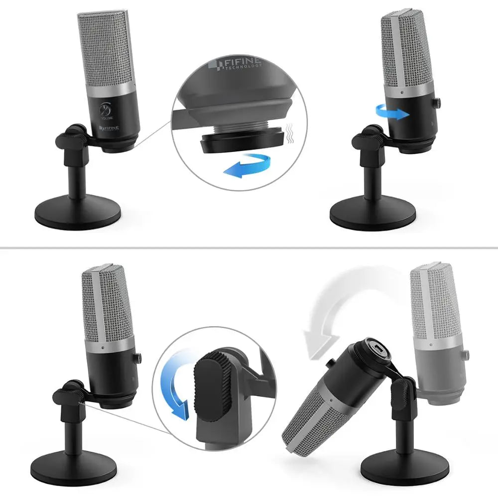 Micrófono USB FIFINE para portátiles y ordenadores para grabación, streaming, locuciones y podcasting de audio y vídeo K670