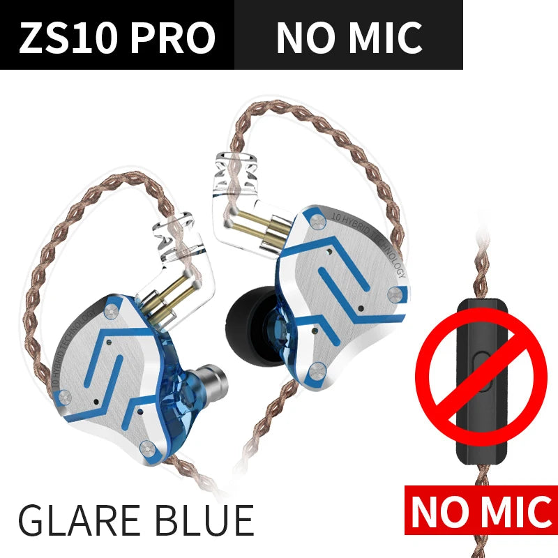 Auriculares KZ ZS10 Pro Gold 4BA+1DD híbridos con 10 controladores, graves HIFI, monitor intrauditivo, cancelación de ruido y diadema metálica