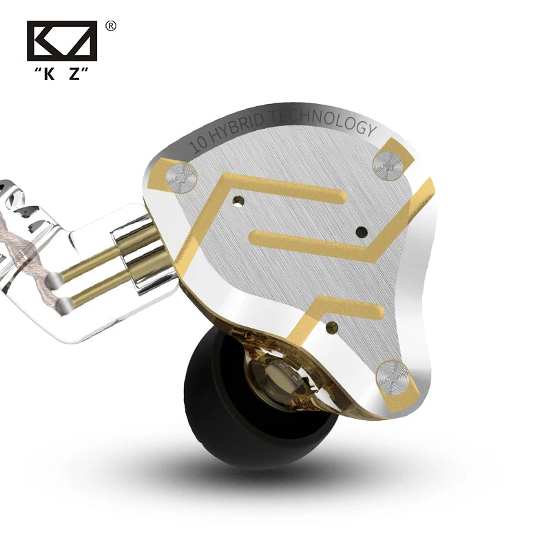 Auriculares KZ ZS10 Pro Gold 4BA+1DD híbridos con 10 controladores, graves HIFI, monitor intrauditivo, cancelación de ruido y diadema metálica