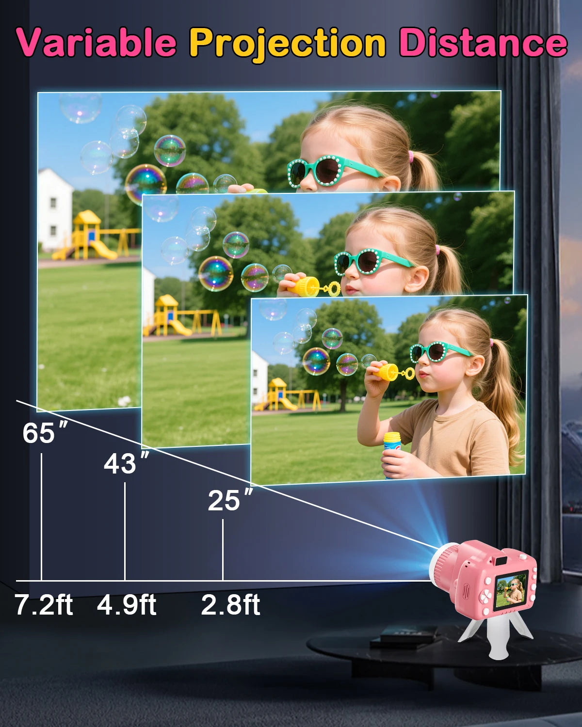 Kids Digital Camera With Projector 1080P HD Video Camcorder Toy 24 Inch IPS Screen Drop Resistant 32GB Card USB C Rechargeable