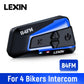 Lexin B4Fm-X Motorcycle Intercom & Helmet Headset 10 Riders 2000m Bluetooth Music Sharing Fast Charging Motorcycle Intercom