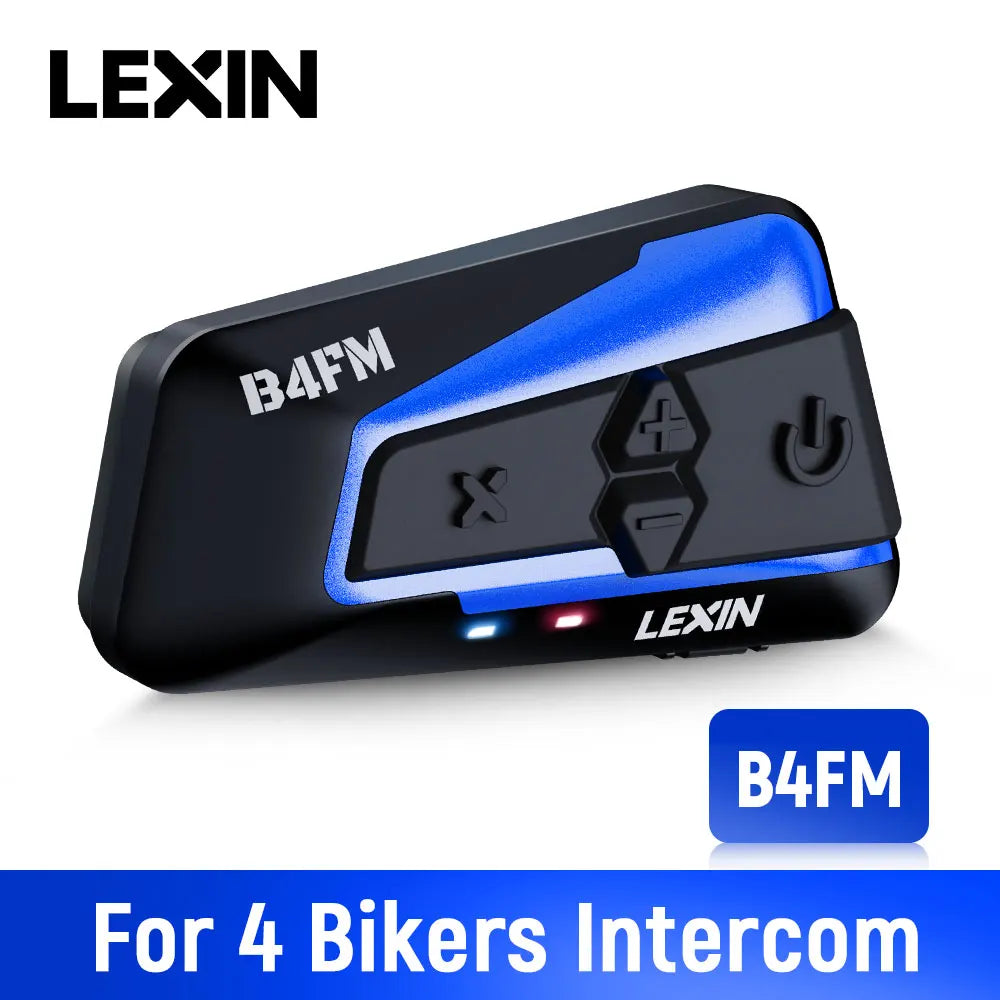 Lexin B4Fm-X Motorcycle Intercom & Helmet Headset 10 Riders 2000m Bluetooth Music Sharing Fast Charging Motorcycle Intercom