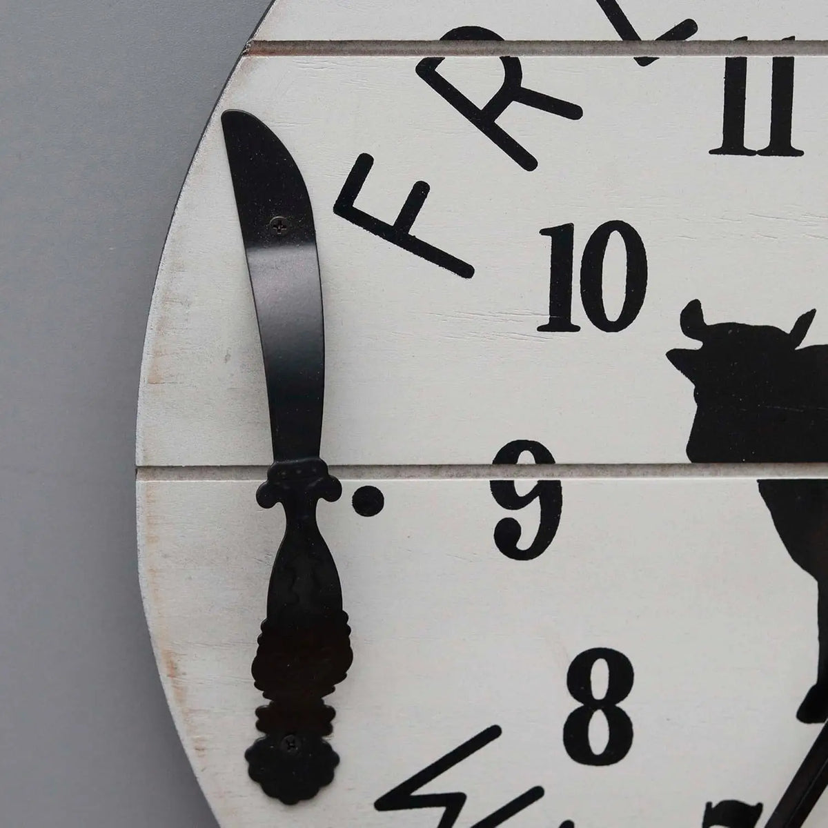 PARISLOFT Round Decorative Wood Wall Clock, Farmhouse Fresh Milk and Cream Sign Decor Clock,Kitchen Themed Wall Decor,Dia 15.75\