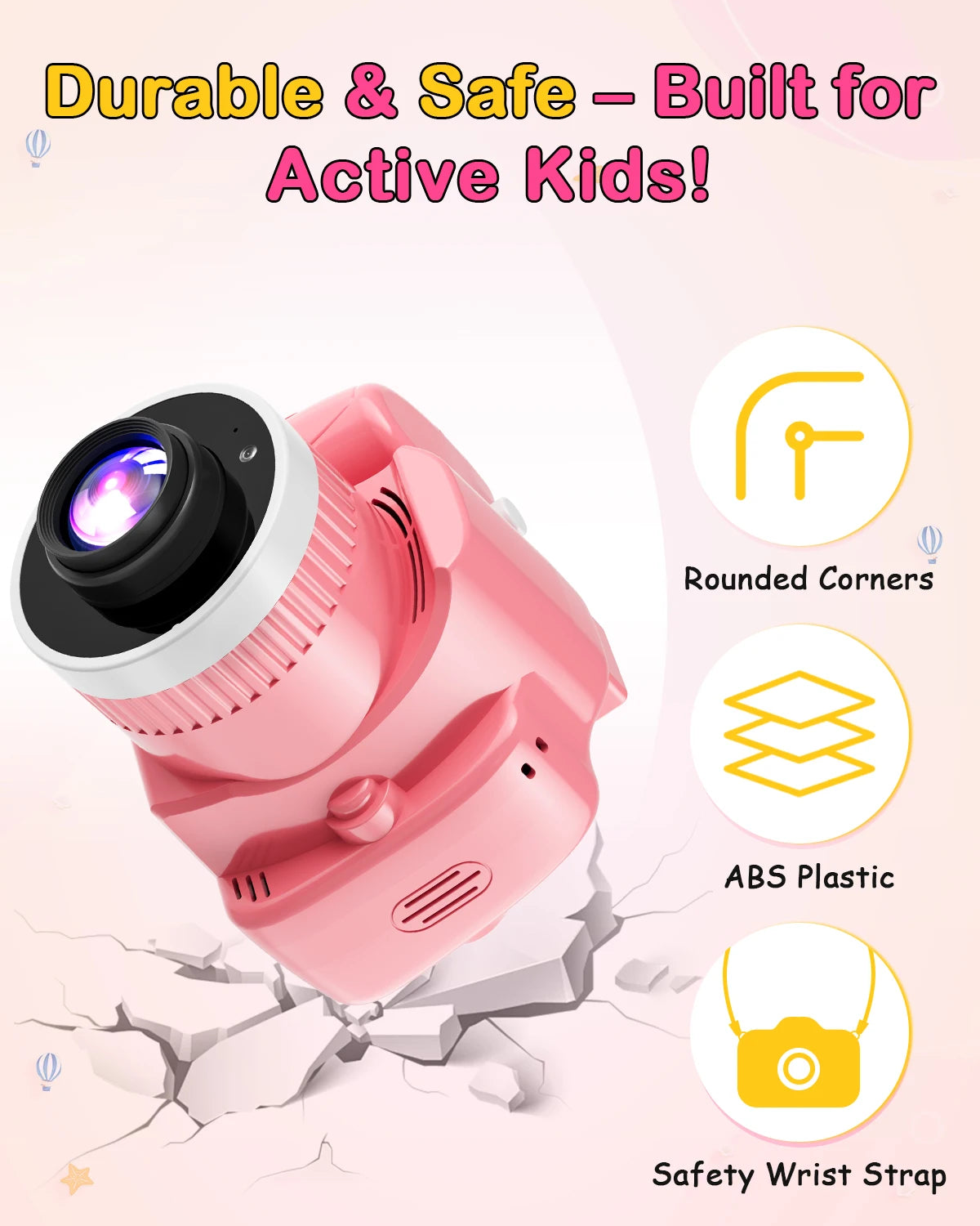 Kids Digital Camera With Projector 1080P HD Video Camcorder Toy 24 Inch IPS Screen Drop Resistant 32GB Card USB C Rechargeable