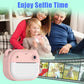 Blue/Pink Multifunction Mini Camera Instant Print, Mini Camera Instant Print Free Camera 2 Sheets of Printing Paper and Lanyard