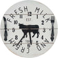 PARISLOFT Round Decorative Wood Wall Clock, Farmhouse Fresh Milk and Cream Sign Decor Clock,Kitchen Themed Wall Decor,Dia 15.75\