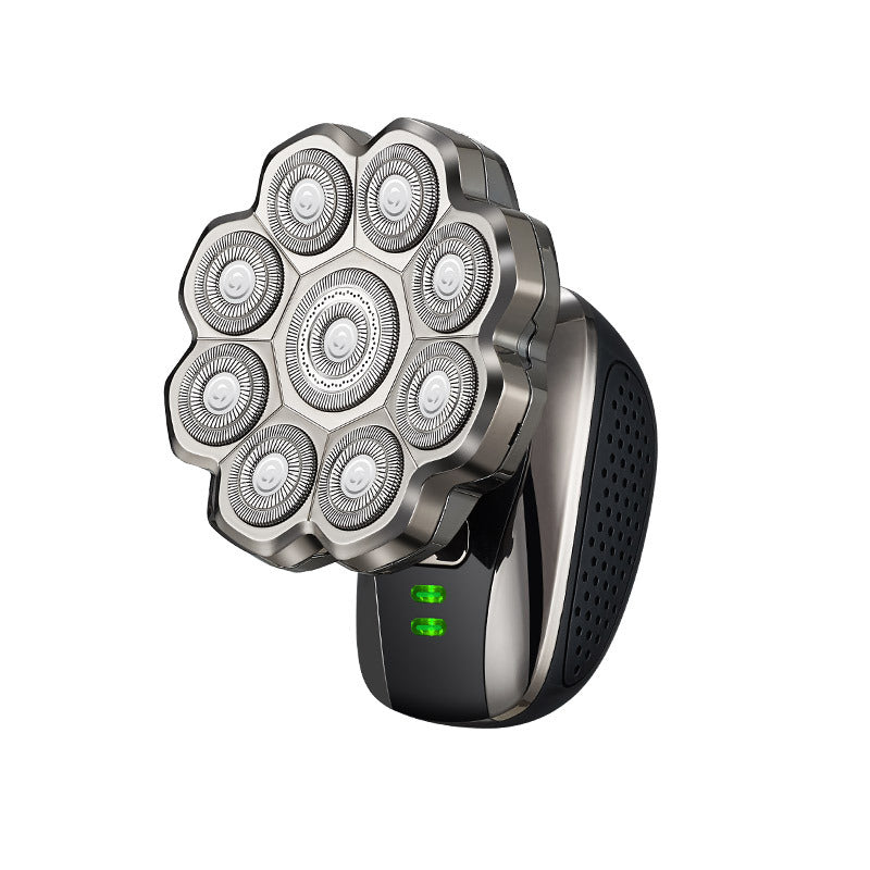 Máquina de afeitar eléctrica recargable con cabezal de nueve cuchillas para corte de pelo en casa, afeitado y depilación, con cuerpo impermeable y cabezal de sujeción magnética