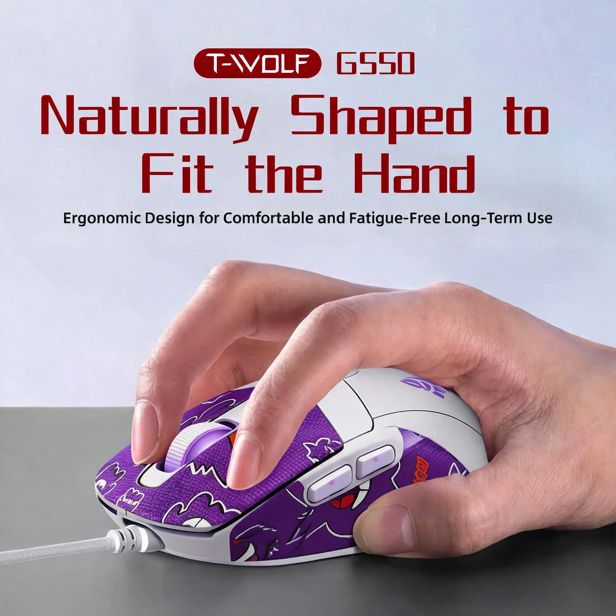 T-WOLF RGB Gaming Mouse Wired 6D Programmable Buttons Ergonomic Gamer Mouse 4 Levels DPI Adjustable Computer Mouse USB Wired Mouse Breathing Light Gaming Mice 1.5m Cable for PC Laptop E-sports Mouse Purple