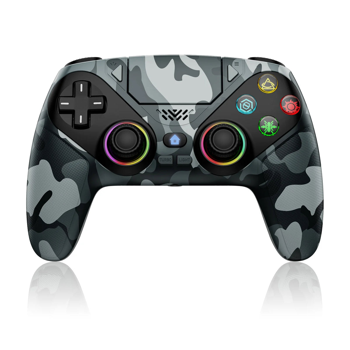 Para mando de PlayStation 5, mando inalámbrico RGB con Bluetooth, gamepad para PS5 con macro/turbo y vibración DualSense