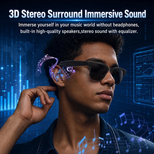 Gafas inteligentes con llamadas manos libres, registro de chats con IA, reproducción de música, gafas de sol Bluetooth para hombre, control táctil, selfies y protección antirreflejo