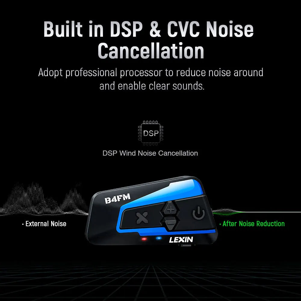 Lexin B4Fm-X Motorcycle Intercom & Helmet Headset 10 Riders 2000m Bluetooth Music Sharing Fast Charging Motorcycle Intercom