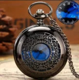 Reloj de bolsillo antiguo de bronce hueco con esfera azul cielo estrellada y cuarzo, reloj de pulsera vintage con números romanos