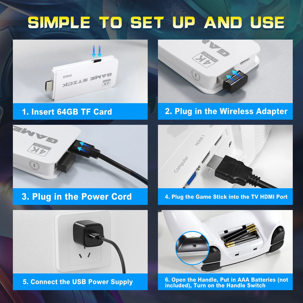 Consola portátil retro M15 4K TV Stick, mando inalámbrico dual 2.4G, más de 20000 juegos clásicos y 23 emuladores clásicos