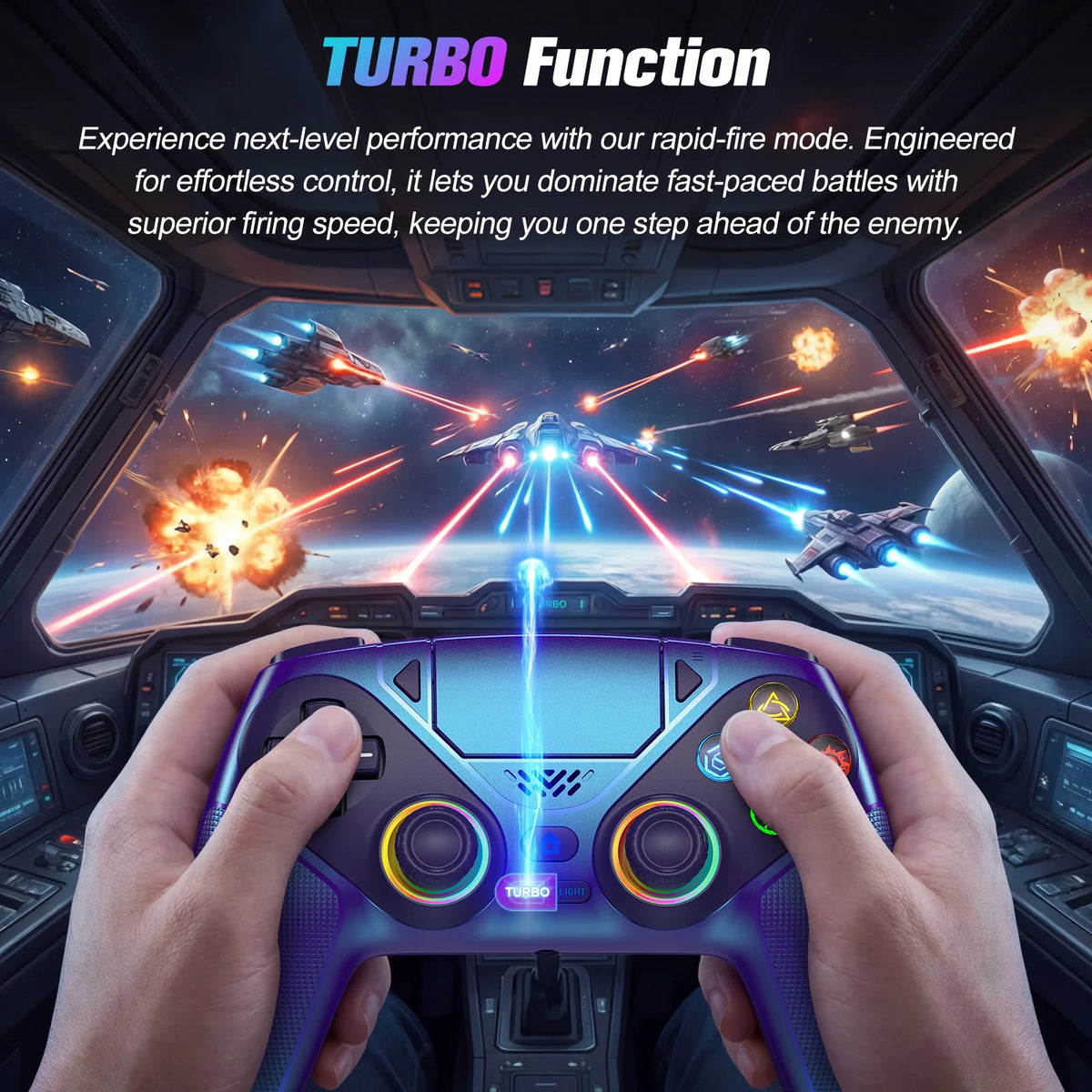 Para mando de PlayStation 5, mando inalámbrico RGB con Bluetooth, gamepad para PS5 con macro/turbo y vibración DualSense