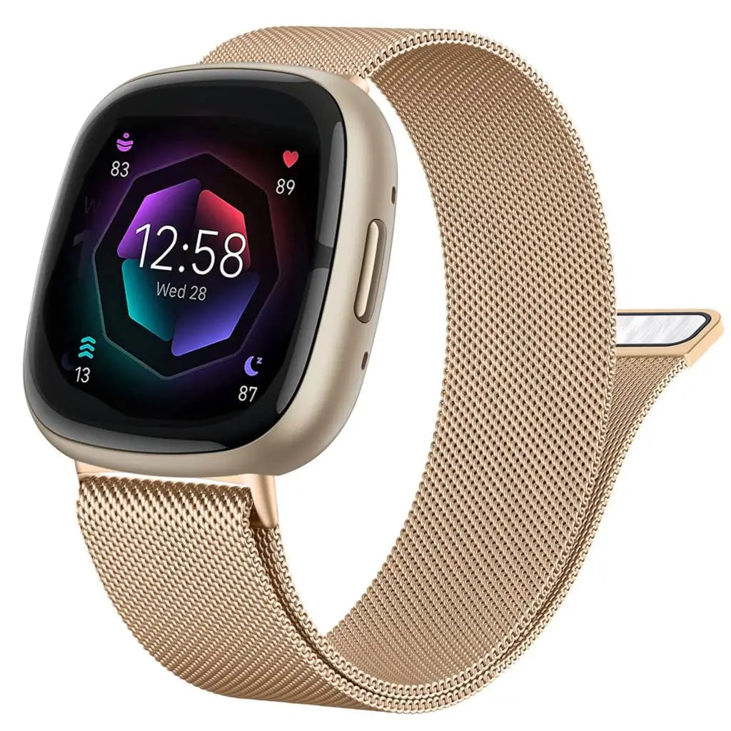 Correa de lazo milanesa para Fitbit Versa 4 3 Band Sense/Lite Correa magnética para reloj de acero inoxidable Pulsera de metal Correa para Fitbit Versa 2