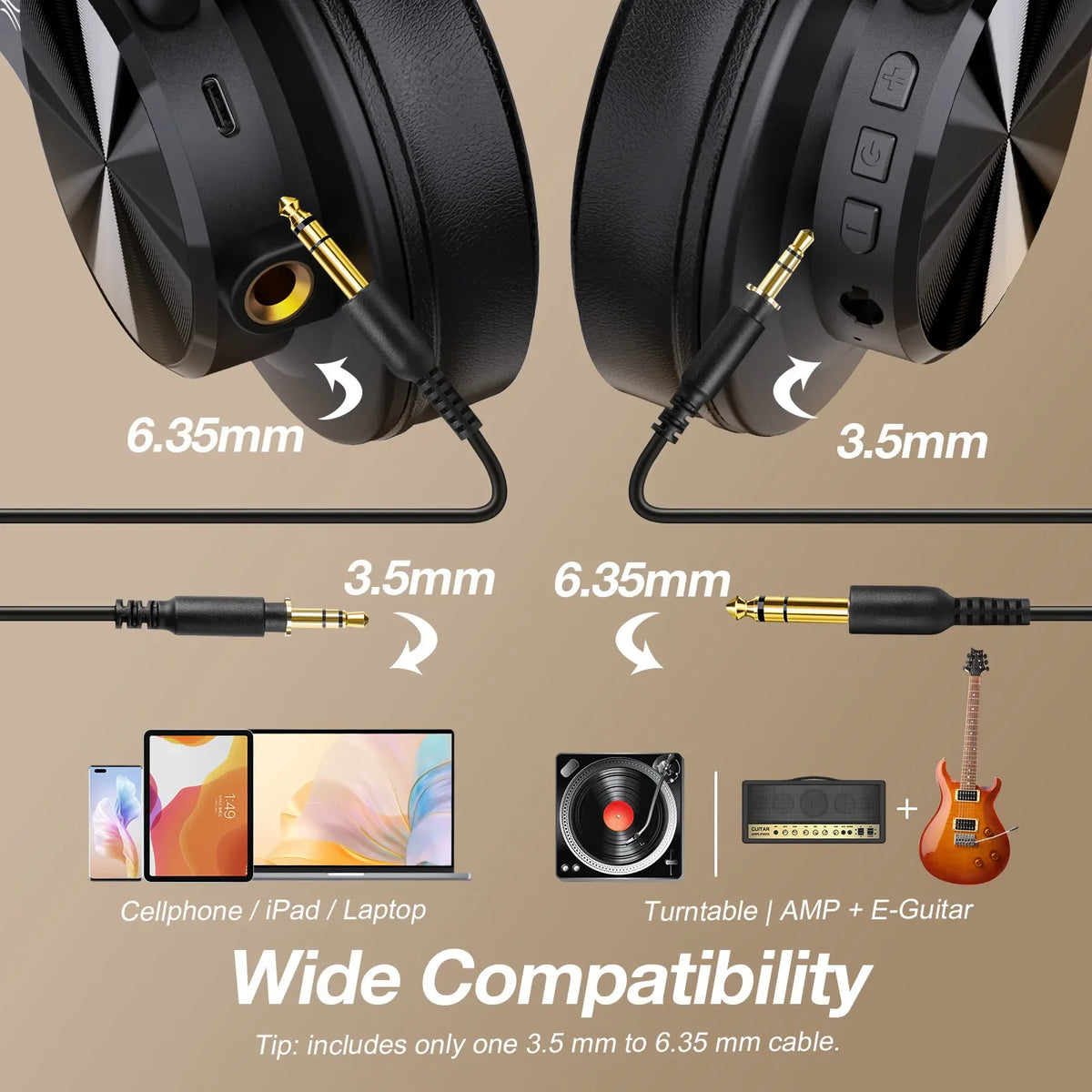 Auriculares Bluetooth Oneodio Fusion A70 Hi-Res Audio, auriculares inalámbricos circumauriculares de 72 h, auriculares HiFi profesionales de estudio y DJ