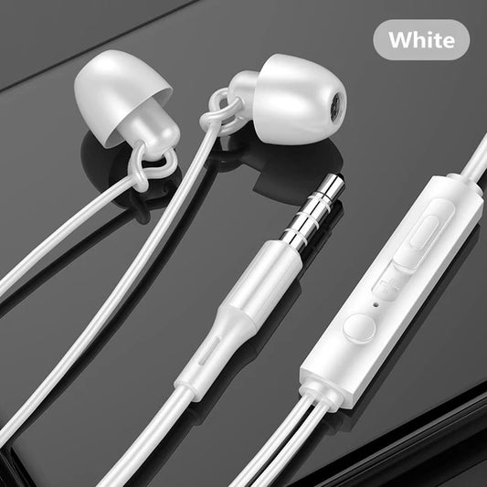 3.5mm Noise-Cancelling Sleep Headphones With Mic HiFi Soft Silicone Soundproof Sleep On The Side Without Pressure Plug For Phone