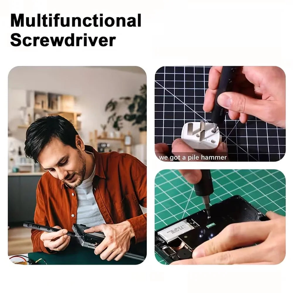 50 in 1 Precision Cordless Electric Screwdriver Set USB Rechargeable Mini Power Drill with LED Light for Electronics Repair and DIY Projects Ideal for Phones Watches Computers and Home Hardware Tools Set for Home Improvement