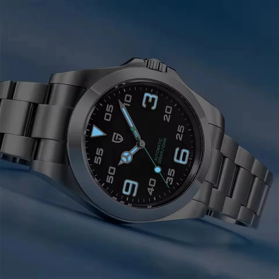 PAGANI DESIGN V2 Air King Reloj Automático de Lujo para Hombre Marca de Prestigio 40MM Reloj Mecánico de Acero Inoxidable Cristal de Zafiro con Revestimiento Antirreflejante 200m Resistente al Agua Reloj Automático