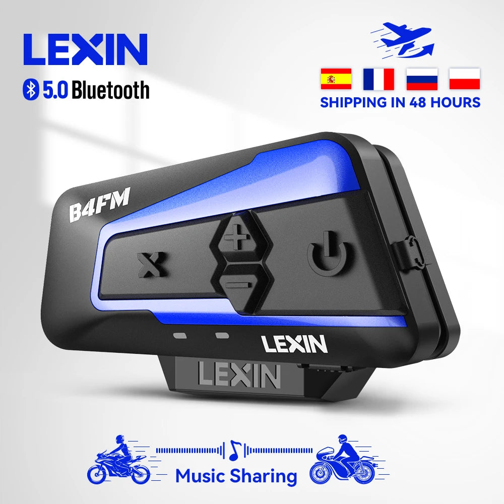 Lexin B4Fm-X Motorcycle Intercom & Helmet Headset 10 Riders 2000m Bluetooth Music Sharing Fast Charging Motorcycle Intercom