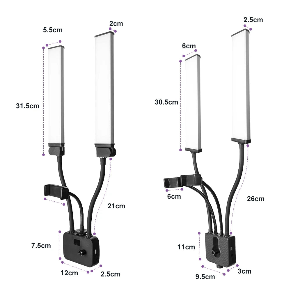 Luz LED de anillo para pestañas con doble brazo, luz de relleno LED para belleza con trípode de 200 cm para maquillaje, vídeo, fotografía de pestañas e iluminación de selfies